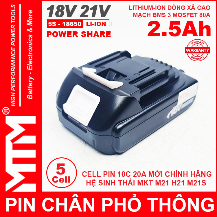 Pin Chan Pho Thong Makita Dekton M21 Hukan H21 18V 21V 5 CELL 2500mah MTM Chinh Hang Pin Chan Pho Thong Makita Dekton M21 Hukan H21 18V 21V 5 CELL 2500mah MTM Chinh Hang