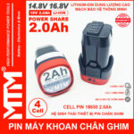 Pin May Khoan Chan Ghim 16v8 2ah 4cell Lishen MTM New