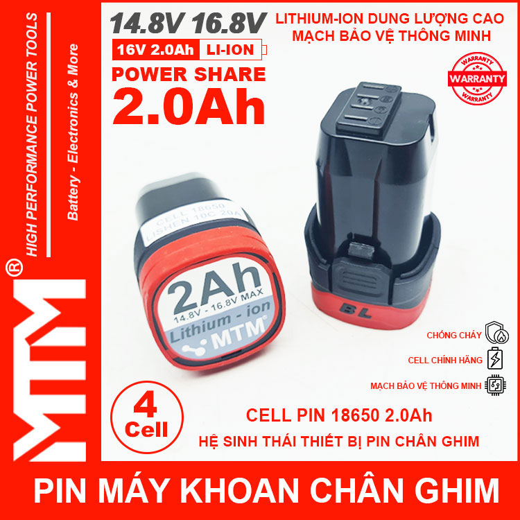 Pin May Khoan Chan Ghim 16v8 2ah 4cell Lishen MTM New Pin May Khoan Chan Ghim 16v8 2ah 4cell Lishen MTM New