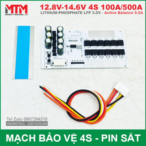 Mach Bao Ve Pin Sat 4S 100A 500A 12V8 Can Bang Chu Dong