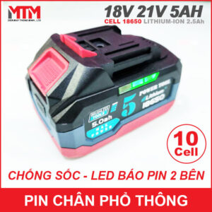 Pin May Khoan Chan Pho Thong Makita 18v 21V 10cell 5000mah Chong Soc Gia Re Chinh Hang