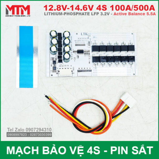 Gia Mach Bao Ve Pin Sat 4S 100A 500A 12V8 Can Bang Chu Dong