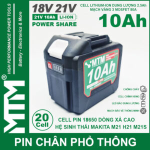 Phan Phoi Pin May Khoan Bat Vit Makita 21v 10ah 20 Cell Chinh Hang