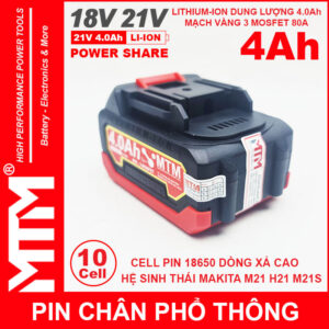 Pin Makita Chan Pho Thong 10 Cell 4000mah 80A Chong Soc Gia Re