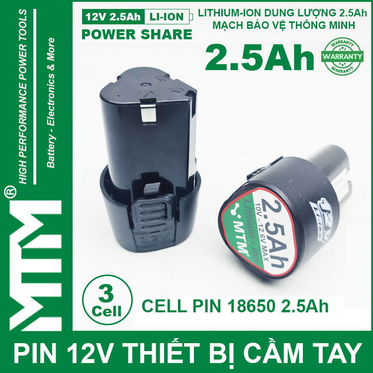 Pin May Khoan 12v 2500mah Khe B MTM Pin May Khoan 12v 2500mah Khe B MTM