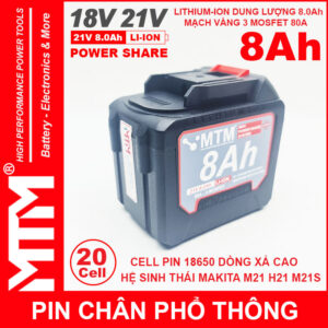 Gia Pin Makita Chan Pho Thong 20 Cell 8000mah 80A Chong Soc