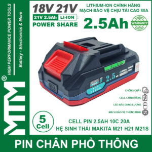 Pin Makita 5 Cell 2500mah 80A Den Bao Pin 2 Ben Cell