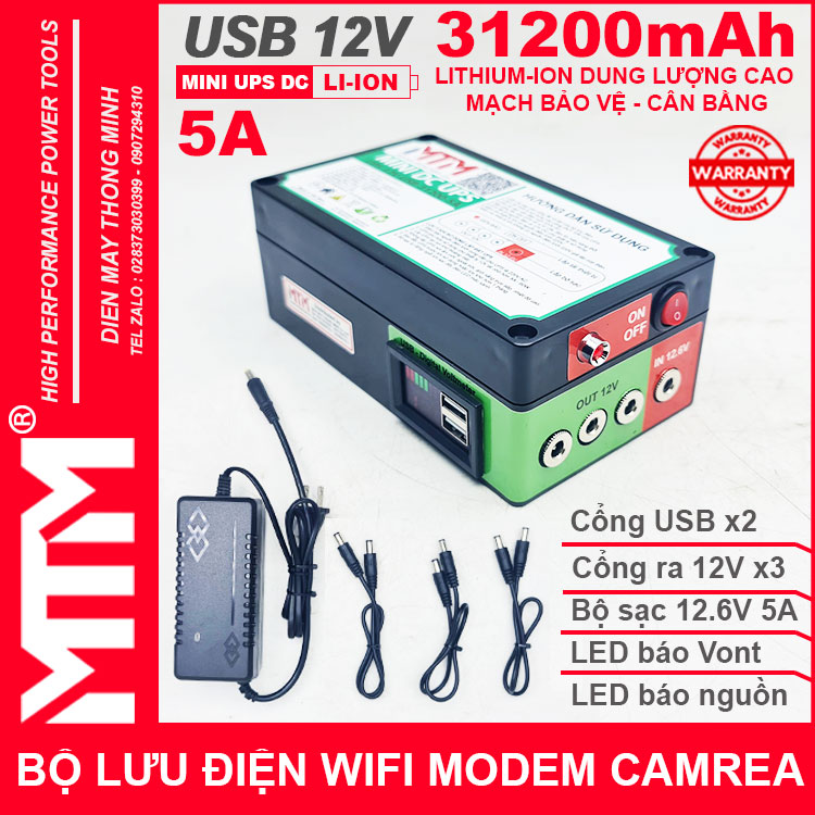 Bo Nguon Du Phong Wifi Modem Camera USB 12V 5A 31200mah Led Bao Vont Bo Nguon Du Phong Wifi Modem Camera USB 12V 5A 31200mah Led Bao Vont