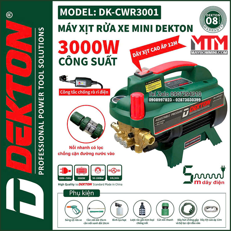 May Rua Xe Ap Luc Cao 220V 3000W 14L180bar Dekton DK CWR3001 May Rua Xe Ap Luc Cao 220V 3000W 14L180bar Dekton DK CWR3001