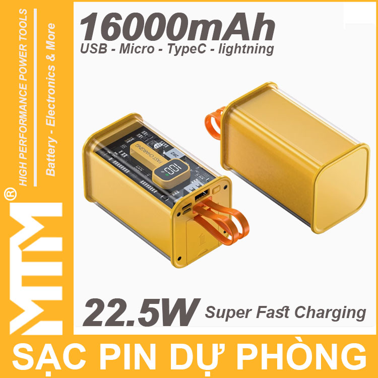 Pin Sac Du Phong 16000mah USB Micro TypeC Lightning LED Bao Pin Sac Nhanh Pin Sac Du Phong 16000mah USB Micro TypeC Lightning LED Bao Pin Sac Nhanh