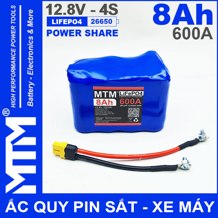 Ac Quy Pin Kich Khoi Dong Xe May 12V 540A 8Ah Jack XT60 MTM Ac Quy Pin Kich Khoi Dong Xe May 12V 540A 8Ah Jack XT60 MTM