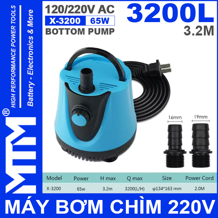 May Bom Chim 220V 65W 3200L X 3200 HSBAO BOTTOM PUMP Cao Cap May Bom Chim 220V 65W 3200L X 3200 HSBAO BOTTOM PUMP Cao Cap