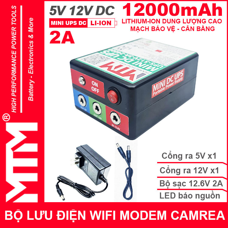 Bo Nguon Dien Du Phong Wifi Modem Camera 5V 12V 2A 12000mah Bo Nguon Dien Du Phong Wifi Modem Camera 5V 12V 2A 12000mah