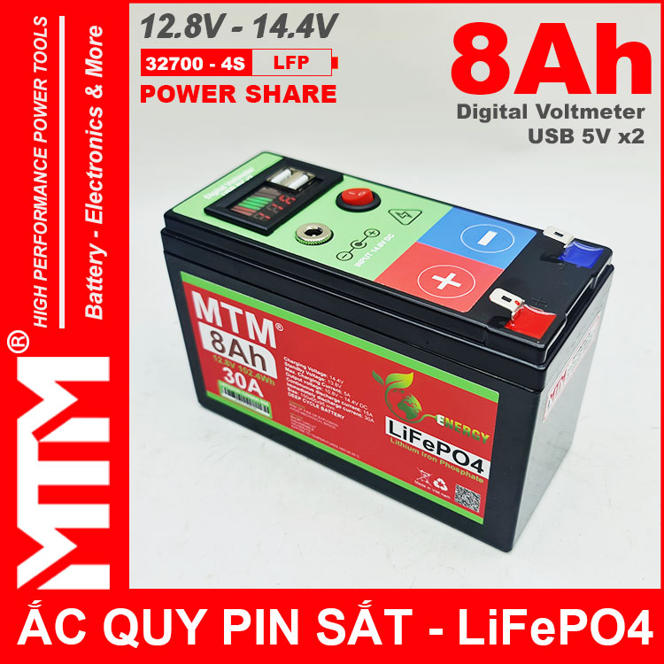 Binh Ac Quy Pin Sat 12V8 USB 8Ah 30A MTM Binh Ac Quy Pin Sat 12V8 USB 8Ah 30A MTM