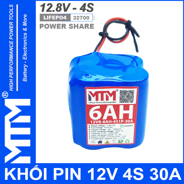Khoi Pin Sat 12v 6ah 30A 4S Vuong MTM Khoi Pin Sat 12v 6ah 30A 4S Vuong MTM