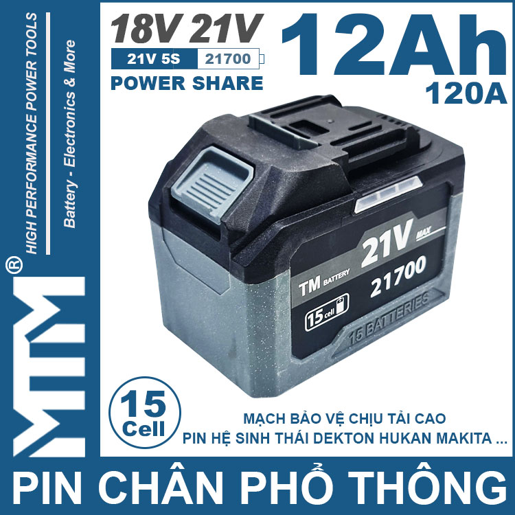 Dong Pin Chan Pho Thong 21V 120A Led 2 Hong Cell 21700 12Ah 15cell Dong Pin Chan Pho Thong 21V 120A Led 2 Hong Cell 21700 12Ah 15cell