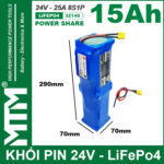 Pin 24V 15Ah 25A Pin Sat LiFepo4 32140 8S1P MTM Dai Kich Thuoc