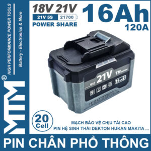 Pin Chan Pho Thong 21V 120A Led 2 Hong Cell 21700 16Ah 20cell Gia Re
