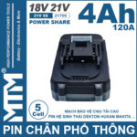 Pin Chan Pho Thong 21V 120A Led 2 Hong Cell 21700 4Ah Chinh Hang Gia Re