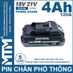 Pin Chan Pho Thong 21V 120A Led 2 Hong Cell 21700 5cell 4ah Gia Re