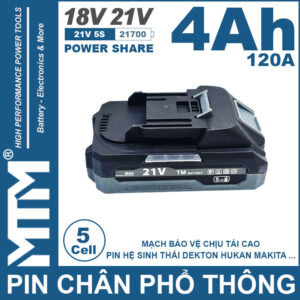 Pin Chan Pho Thong 21V 120A Led 2 Hong Cell 21700 5cell 4ah Gia Re