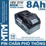 Pin Chan Pho Thong 21V 120A Led 2 Hong Cell 21700 8Ah 10 Cell